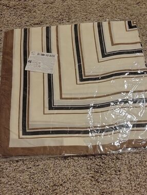 Cream and Brown Geometric Women's Scarf- Modern Striped Design